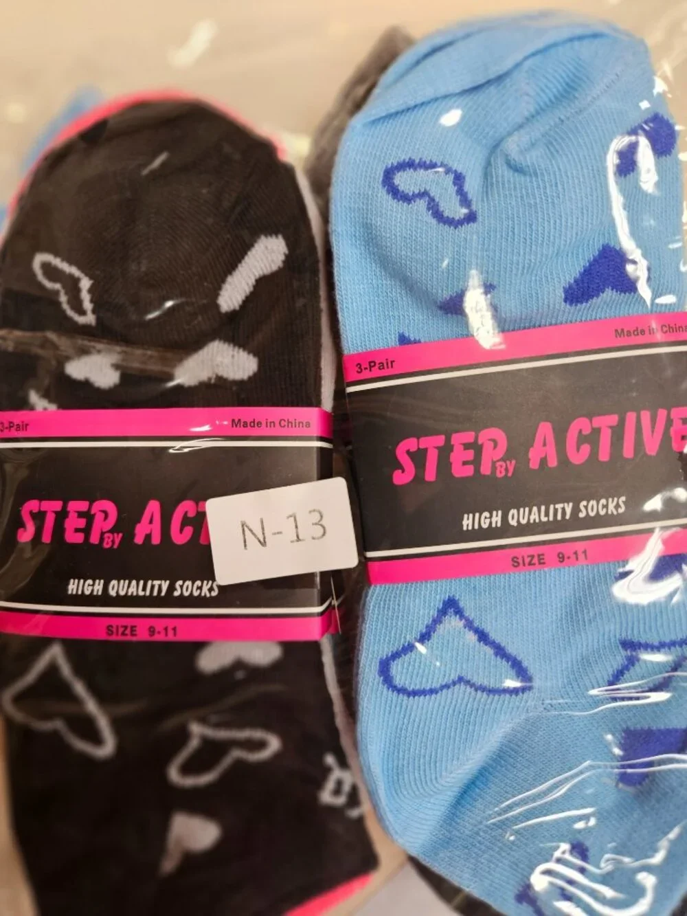 Women's Ankle Socks, Bundle of 12 Pairs, Hearts Print
